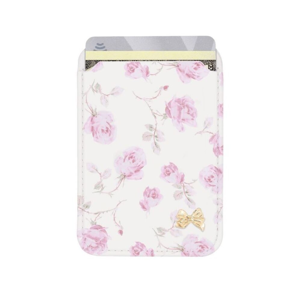 LoveShackFancy – Case-Mate Ribbon Rosa Flora Magnetic Cardholder Sterling Dusk
